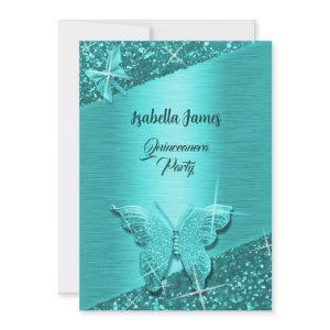 elegant glitter turquoise foil sparkle Butterfly