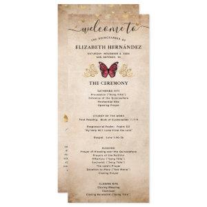 Elegant Gold and Burgundy Quince Butterfly Program