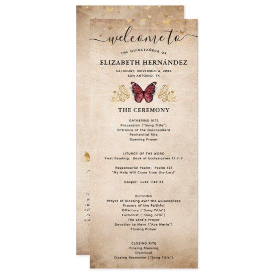Elegant Gold and Burgundy Quince Butterfly Program