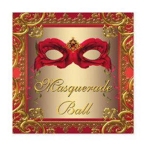 Elegant Gold and Red Masquerade Party