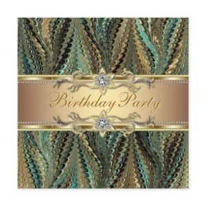 Elegant Gold and Teal Blue Birthday Party