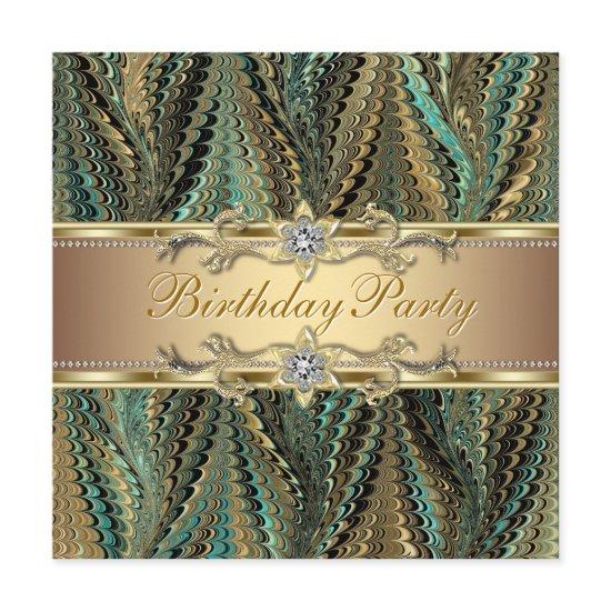 Elegant Gold and Teal Blue Birthday Party