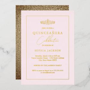 Elegant Gold Blush Pink Quinceanera 15th Birthday Foil
