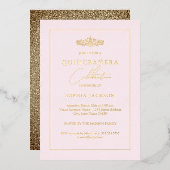 Elegant Gold Blush Pink Quinceanera 15th Birthday Foil