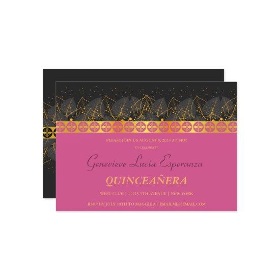 Elegant Gold Border Quinceañera