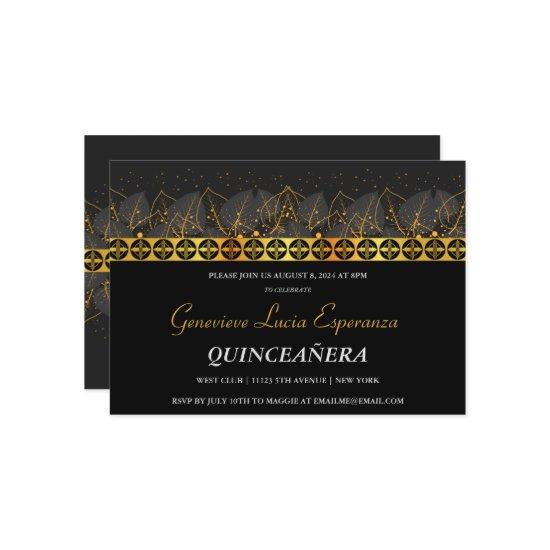 Elegant Gold Border Quinceañera