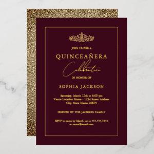 Elegant Gold Burgundy Quinceanera 15th Birthday Foil