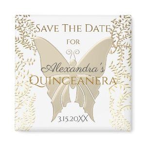 Elegant Gold Butterfly Quinceanera Save The Date Magnet