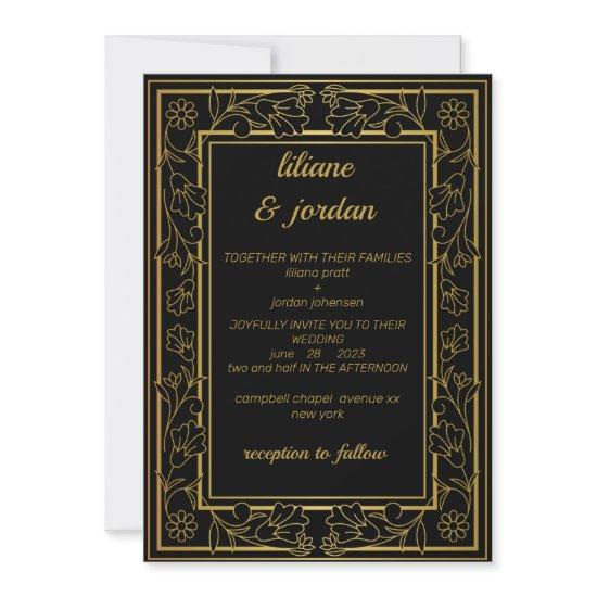 elegant gold calligraphy black Wedding