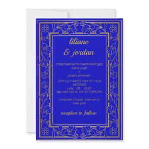 elegant gold calligraphy blue Wedding