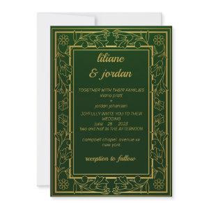 elegant gold calligraphy emerald green Wedding