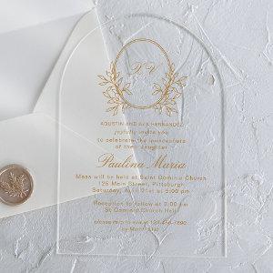 Elegant Gold Crest Formal Quinceañera Acrylic