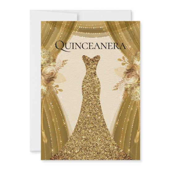 Elegant Gold Curtains Dress Quinceanera Party