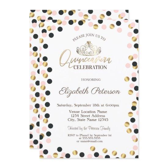 Elegant Gold Dots, Tiara, Quinceañera