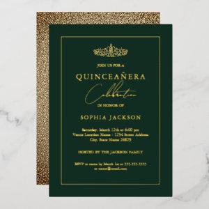 Elegant Gold Emerald Quinceanera 15th Birthday Foil