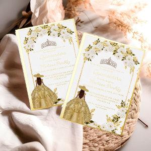 Elegant Gold Floral Butterfly Quinceanera Foil