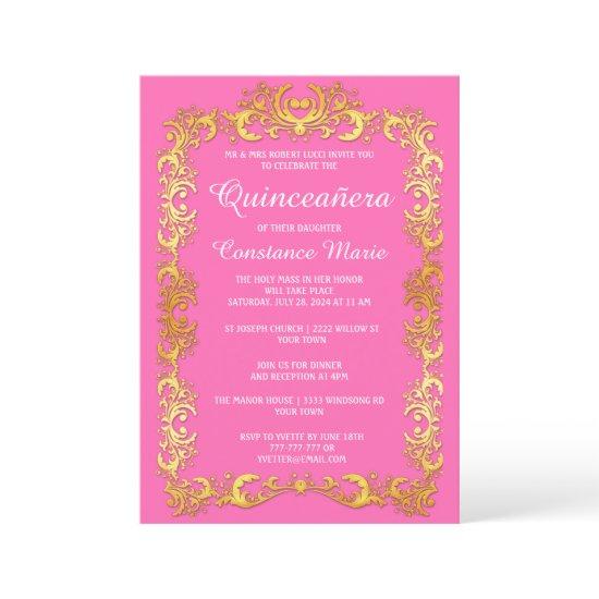 Elegant Gold Frame Quinceanera