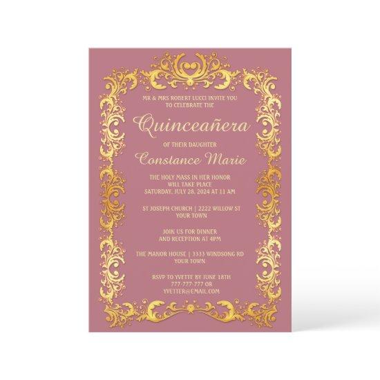 Elegant Gold Frame Quinceanera