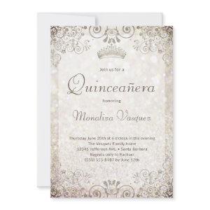 Elegant Gold Glitter Quinceañera  15th Birthday