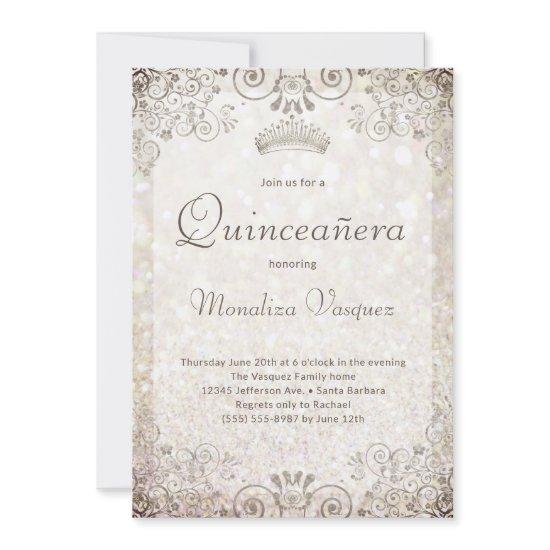 Elegant Gold Glitter Quinceañera  15th Birthday