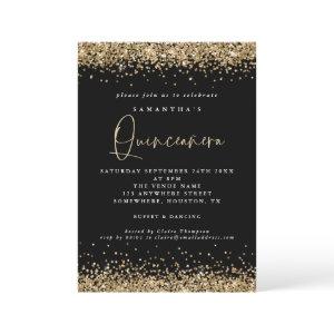 Elegant Gold Glitter Quinceañera 15th Party Black