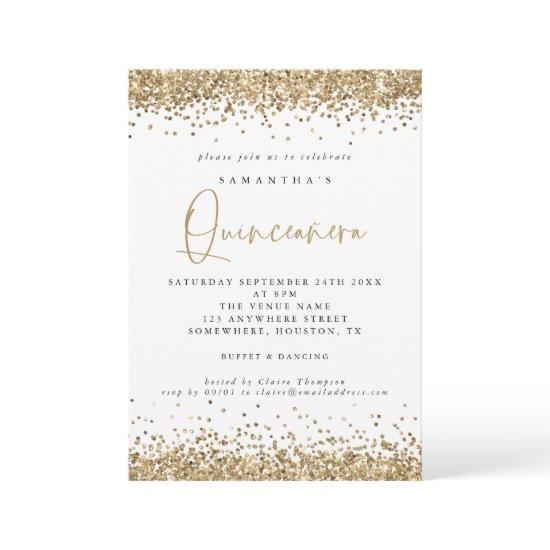 Elegant Gold Glitter Quinceañera 15th Party