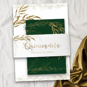 Elegant Gold Leaf Confetti Quinceanera  Belly Band