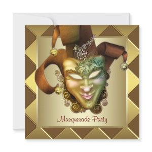 Elegant Gold Mask Red Masquerade Party