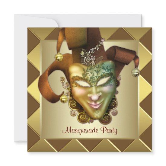 Elegant Gold Mask Red Masquerade Party