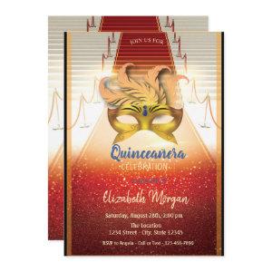 Elegant Gold Masque, Red Carpet Quinceanera
