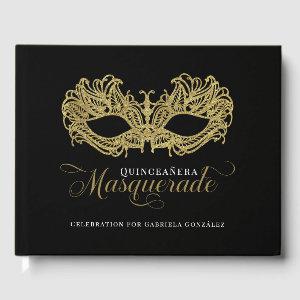 Elegant Gold Masquerade Quinceanera Guest Book