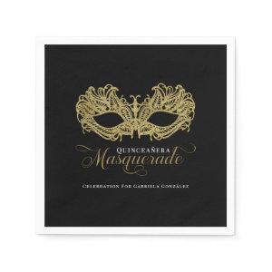 Elegant Gold Masquerade Quinceanera Party Napkins