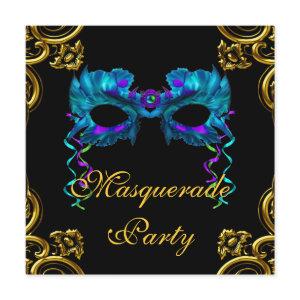 Elegant Gold Navy Blue Masquerade Party