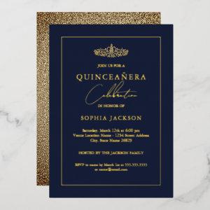 Elegant Gold Navy Quinceanera 15th Birthday Foil