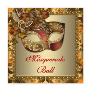 Elegant Gold Orange Red Masquerade Party