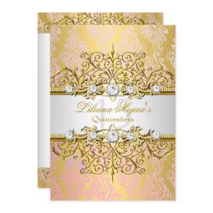 Elegant Gold Pink Vintage Glamour Quinceanera