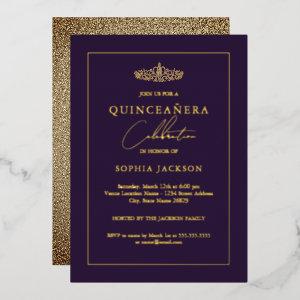 Elegant Gold Purple Quinceanera 15th Foil