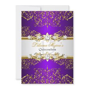 Elegant Gold Purple Vintage Glamour Quinceanera