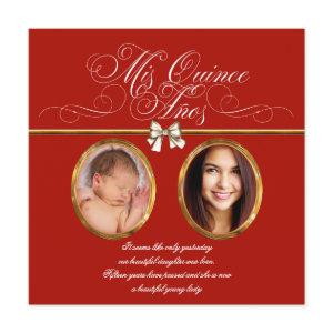 Elegant Gold Red Photo Quinceanera