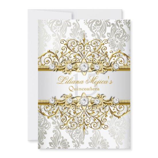Elegant Gold Silver Vintage Glamour Quinceanera
