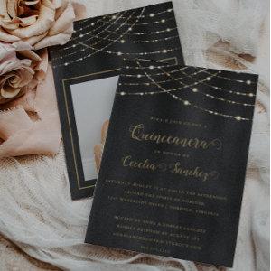 Elegant Gold String Lights Photo Quinceanera