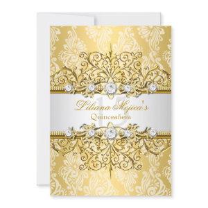 Elegant Gold White Vintage Glamour Quinceanera
