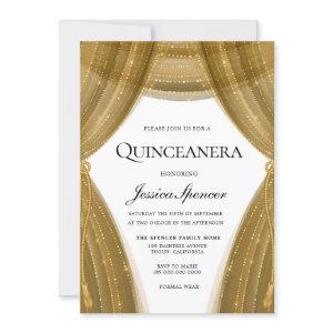 Elegant Golden Curtain Modern Quinceanera Party