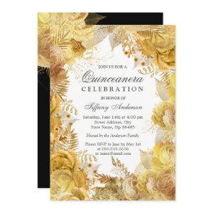Elegant Golden Flowers Quinceanera Celebration