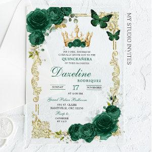 Elegant Green Emerald Crown Quinceanera Acrylic