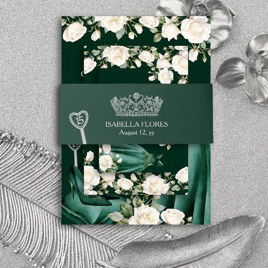 Elegant Green Quinceanera Tiara 15th Birthday  Belly Band