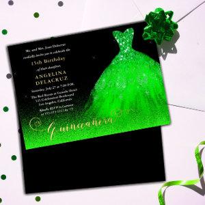 Elegant Green Spanish Gown Quinceañera - Gold  Foil