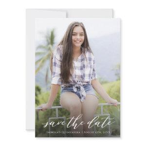 Elegant Handwritten Quinceañera  Save The Date