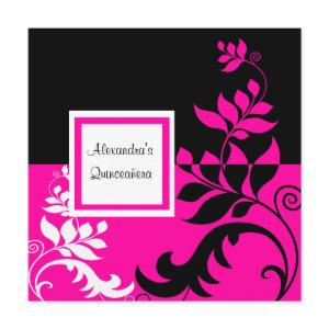 Elegant Hot Pink and Black Vine Quinceanera