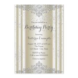 Elegant Ivory Silver Glitter Birthday Party